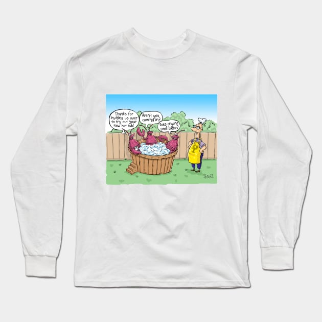 Lobster Hot Tub Long Sleeve T-Shirt by macccc8